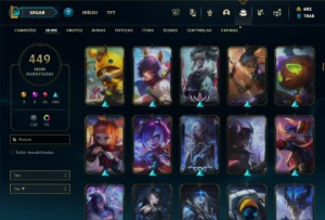 Esmeralda 4 com TODOS os champs e 449 Skins ( ADC / TOP ) - League of Legends LOL
