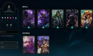 Lol Platina 1, Skin Lendária, 8 Skins No Total, Lvl 34 - League of Legends