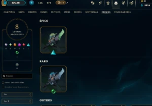 Lol Platina 1, Skin Lendária, 8 Skins No Total, Lvl 34 - League of Legends