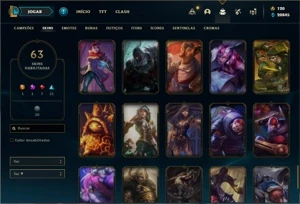 Conta ouro 4 com 105 Champs e 63 Skins - League of Legends LOL