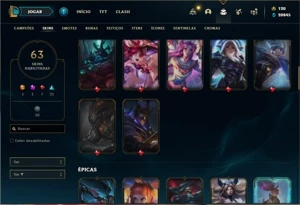 Conta ouro 4 com 105 Champs e 63 Skins - League of Legends LOL