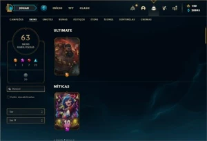 Conta ouro 4 com 105 Champs e 63 Skins - League of Legends LOL