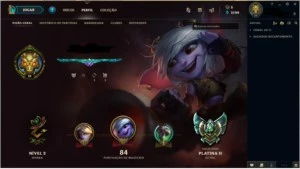 CONTA LEAGUE OF LEGENDS LOL PLAT 4 BARATA