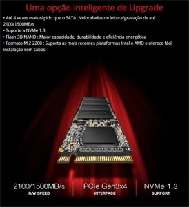 Ssd M2 2280 Nvme Gen 3x4 Pcie 1tb Adata Xpg Sx6000 2100/1500 - Produtos Físicos