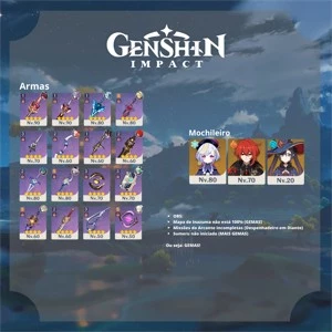 Conta Genshin Impact - Xiao e Shogun Raiden