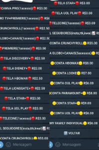 Bot de telas e contas streaming - Outros