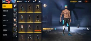 CONTA GEMADA ANGELICAL AZUL + CALÇA JAZZ + CALÇA DOWN + BAND - Free Fire