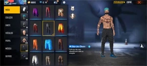 CONTA GEMADA ANGELICAL AZUL + CALÇA JAZZ + CALÇA DOWN + BAND - Free Fire