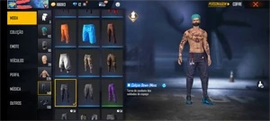CONTA GEMADA ANGELICAL AZUL + CALÇA JAZZ + CALÇA DOWN + BAND - Free Fire