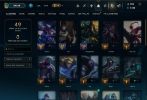 Unranked com 35 Champs e 15 Skins - League of Legends LOL