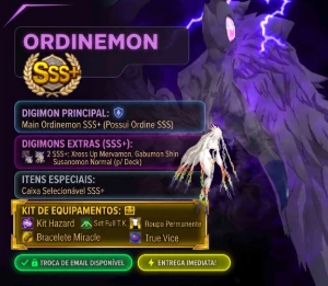 Conta EarlyGame Main Ordinemon SSS+ - Digimon Masters Online DMO