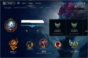 Conta borda plat 5, 70 champs 31 skins e recompensas - League of Legends LOL