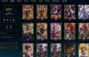 CONTA LOL 400 SKINS VÁRIAS PRESTIGIOS E TODAS AS SKI DA LUX - League of Legends