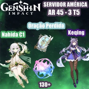 Conta Genshin Impact AR 45 com Nahida C1, Oração, Keqing +