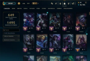 Platina 4 com TODOS os Champs e 254 Skins ( MAIN ADC ) - League of Legends LOL