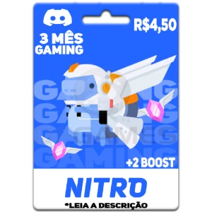 3 Mês De Nitro + 2 Boost - Discord Nitro Gaming