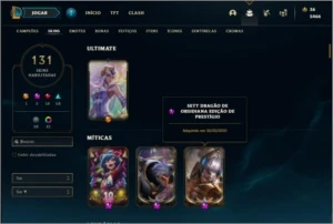 Conta ouro 4 com 108 Champs e 131 Skins + 2 Prestigios - League of Legends LOL