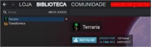 Steam com Terraria {{120 horas}}