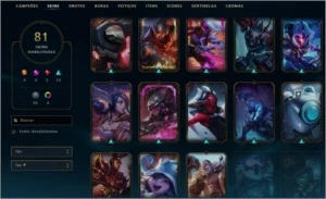 Conta com 6 anos D3 com 133 champs e 81 skins - League of Legends LOL