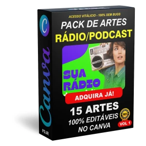 Pack Canva Rádio Postcast -15 Artes Editáveis