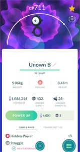 UNOWN Letra B - Vários Disponíveis - (Leia a Descrição) - Pokemon GO