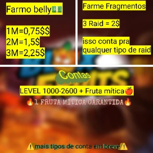 Contas Level 1000-2600 + Fruta Mítica🍎 - Roblox