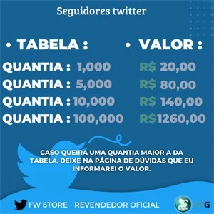 [PROMOÇÃO] Seguidores Twitter - 1K por R$19,99 - Redes Sociais