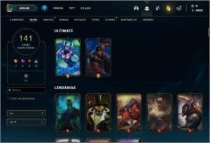 Conta Unranked com 118 Champs e 141 Skins - League of Legends LOL