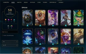 Conta LVL 269. 98 CHAMPS, 41K DE ESSENCIA E 56 SKINS!! - League of Legends LOL