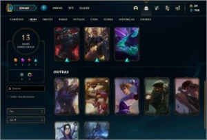 Conta platina 2 com 13 skins e 35 champs ( MAIN ADC ) - League of Legends LOL