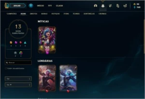 Conta platina 2 com 13 skins e 35 champs ( MAIN ADC ) - League of Legends LOL
