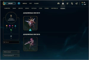 Conta platina 2 com 13 skins e 35 champs ( MAIN ADC ) - League of Legends LOL
