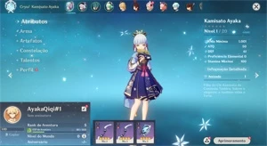 Conta Genshin Impact AR 5 com Kamisato Ayaka e Qiqi