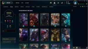VENDO MINHA CONTA DO LOL 292 SKINS 25 PAG DE RUNAS LV 357 - League of Legends
