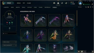 VENDO MINHA CONTA DO LOL 292 SKINS 25 PAG DE RUNAS LV 357 - League of Legends