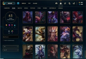 Conta ouro 2 com 82 Champs e 63 Skins + 800 RP - League of Legends LOL