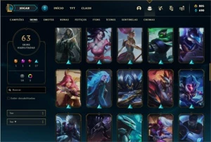 Conta ouro 2 com 82 Champs e 63 Skins + 800 RP - League of Legends LOL