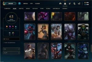 Conta ouro 2 com 82 Champs e 63 Skins + 800 RP - League of Legends LOL