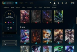 Conta ouro 2 com 82 Champs e 63 Skins + 800 RP - League of Legends LOL