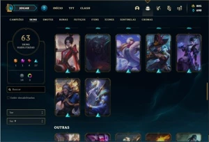 Conta ouro 2 com 82 Champs e 63 Skins + 800 RP - League of Legends LOL