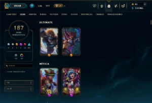 Bronze 3 com TODOS os Champs e 187 Skins ( ADC / SUP / MID ) - League of Legends LOL