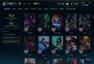 Bronze 3 com TODOS os Champs e 187 Skins ( ADC / SUP / MID ) - League of Legends LOL