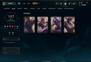 Bronze 3 com TODOS os Champs e 187 Skins ( ADC / SUP / MID ) - League of Legends LOL