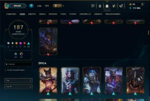 Bronze 3 com TODOS os Champs e 187 Skins ( ADC / SUP / MID ) - League of Legends LOL