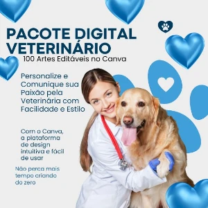 Pacote Digital Veterinário: 100 Artes Editáveis no Canva - Outros