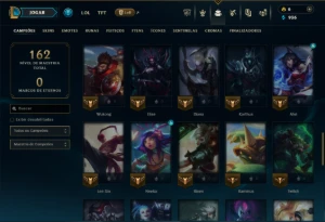 Ouro 4 com 60 Champs e 29 Skins +1 Prestigio da Zoe - League of Legends LOL