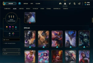 Conta Unranked com TODOS os champs e 111 Skins + 1400 RP - League of Legends LOL