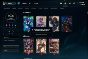 Conta platina 4 com TODOS os champs e 236 skins + LEVEL 744 - League of Legends LOL