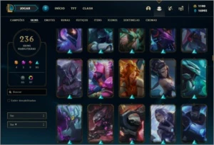 Conta platina 4 com TODOS os champs e 236 skins + LEVEL 744 - League of Legends LOL
