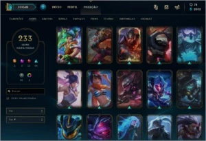 CONTA OURO 2 - TODOS OS CAMPEÕES - 233 SKINS - League of Legends LOL